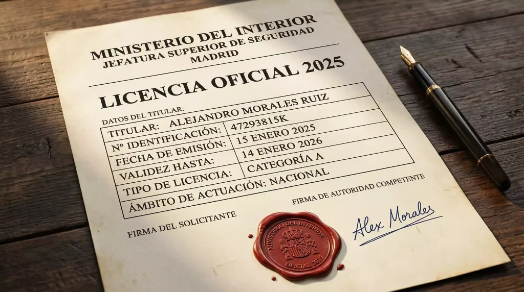 Documento oficial con sello institucional sobre un escritorio junto a una pluma estilográfica